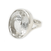 oval clear quartz sterling silver ring