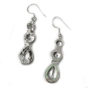 clear quartz triple drop sterling silver earrings