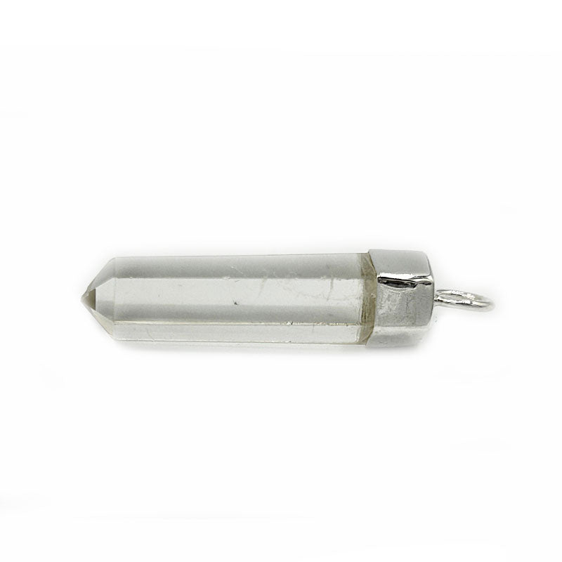 clear quartz silver point gemstone pendant