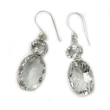 Double Drop Clear Quartz Earrings