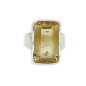emerald cut citrine sterling silver gemstone ring