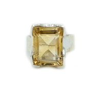 citrine square emerald cut sterling silver gemstone ring