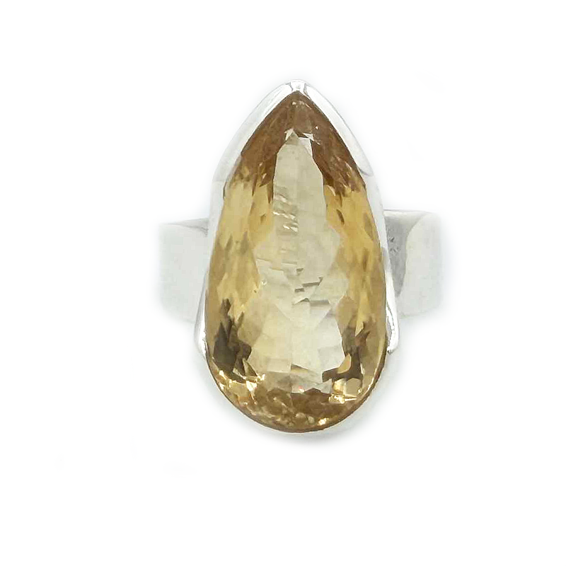 teardrop citrine sterling silver gemstone ring