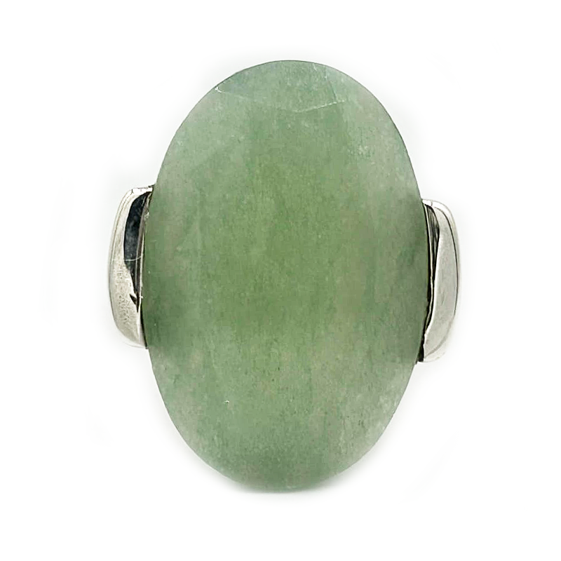 big chalcedony sterling silver oval gemstone ring