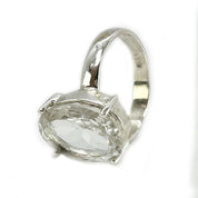 oval clear quartz silver ring