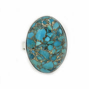 oval copper turquoise silver gemstone ring