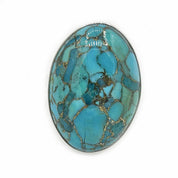 oval copper turquoise silver gemstone ring
