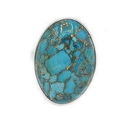 oval copper turquoise silver gemstone ring