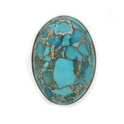 oval copper turquoise silver gemstone ring