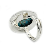 oval copper turquoise silver gemstone ring