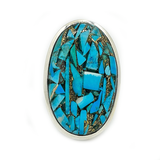 Copper Turquoise Oval Boho Ring
