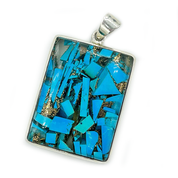 copper turquoise gemstone sterling silver gemstone pendant