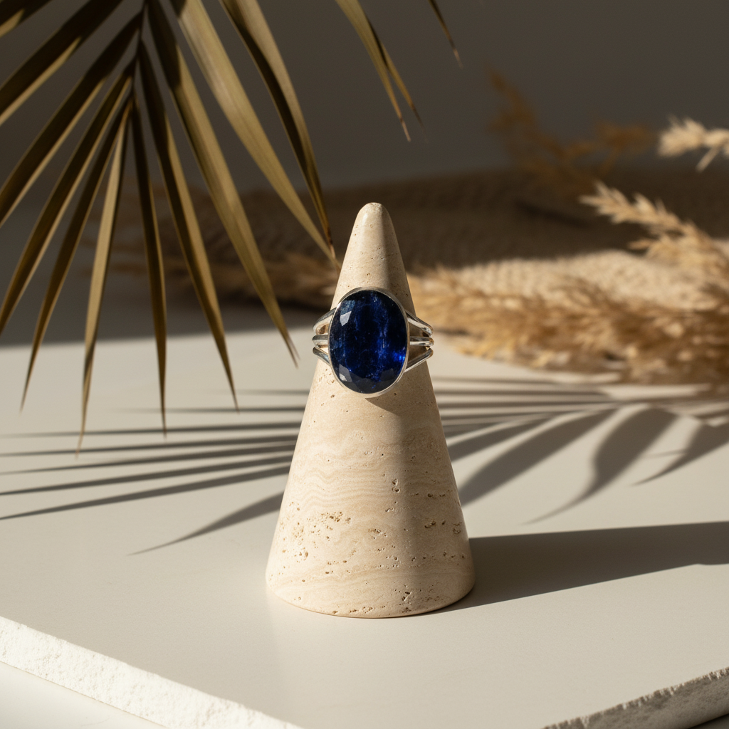 sapphire quartz oval sterling silver gemstone ring