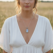 moonstone rectangle sterling silver pendant