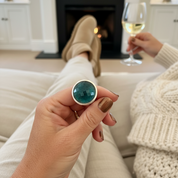 emerald quartz big sterling silver gemstone ring
