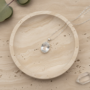 oval clear quartz sterling silver pendant