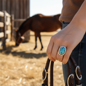 navajo turquoise sterling silver gemstone ring