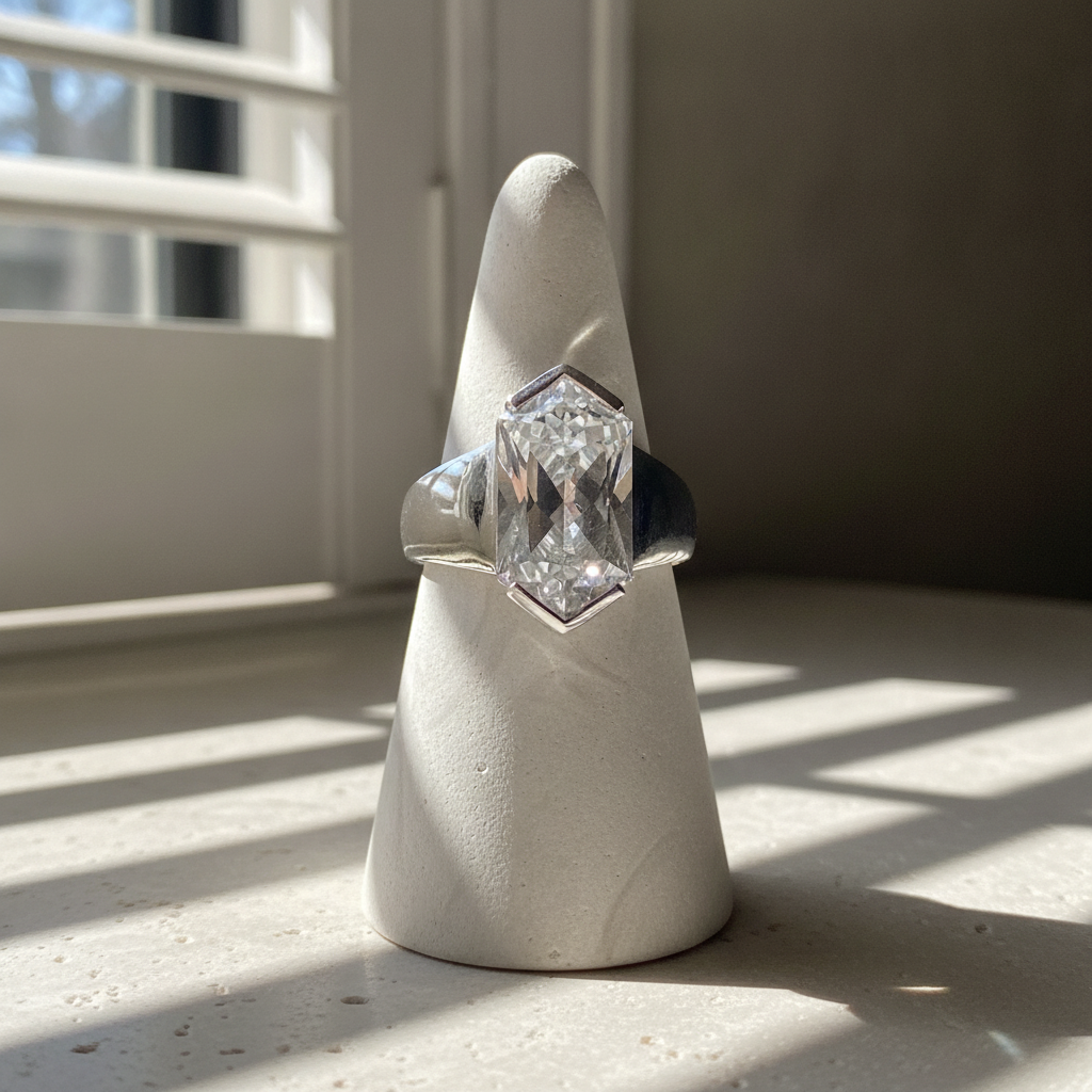 big white topaz sterling silver gemstone ring
