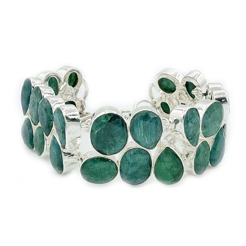 emerald quartz sterling silver bracelet