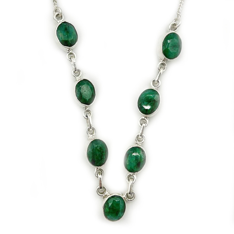 emerald quartz sterling silver gemstone necklace
