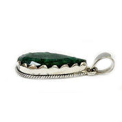 teardrop emerald quartz silver gemstone pendant