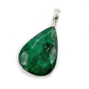 emerald quartz gemstone silver pendant