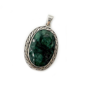 oval emerald quartz sterling silver gemstone pendant