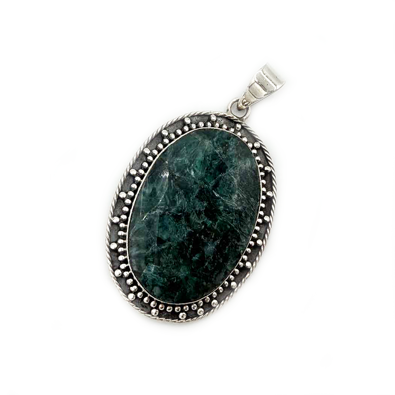 oval emerald quartz sterling silver gemstone pendant