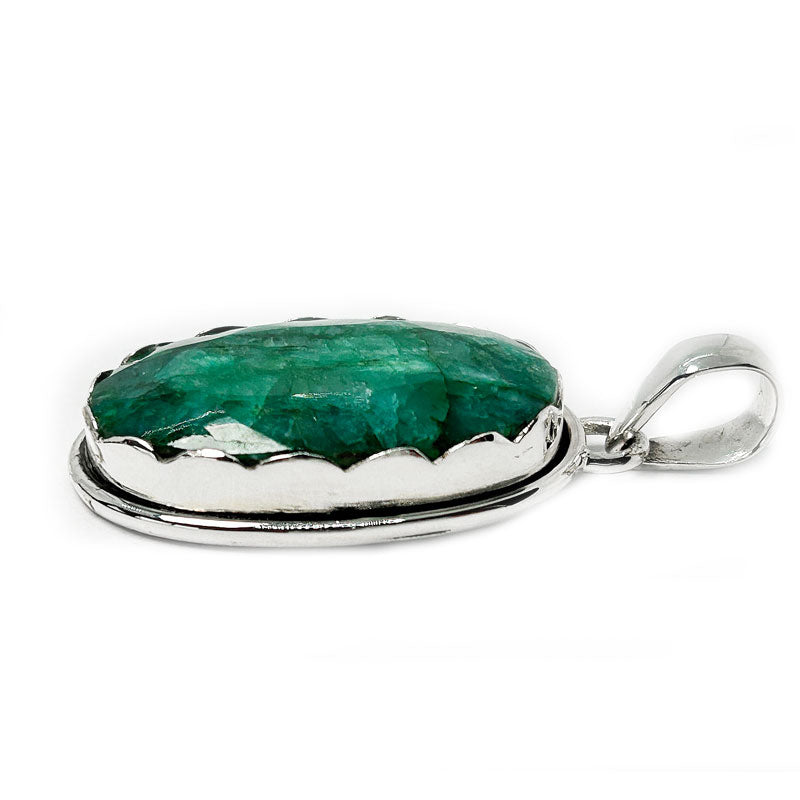 emerald quartz large oval gemstone pendant
