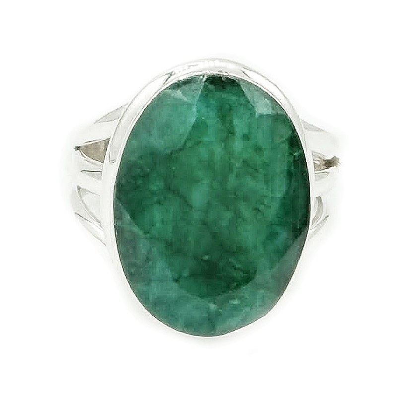 oval emerald quartz sterling silver gemstone ring