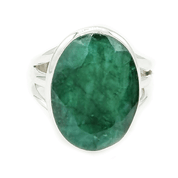 oval emerald quartz sterling silver gemstone ring