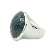 emerald quartz big sterling silver gemstone ring