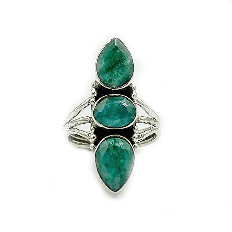 emerald quartz sterling silver gemstone ring