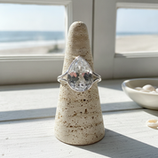 teardrop clear quartz sterling silver ring