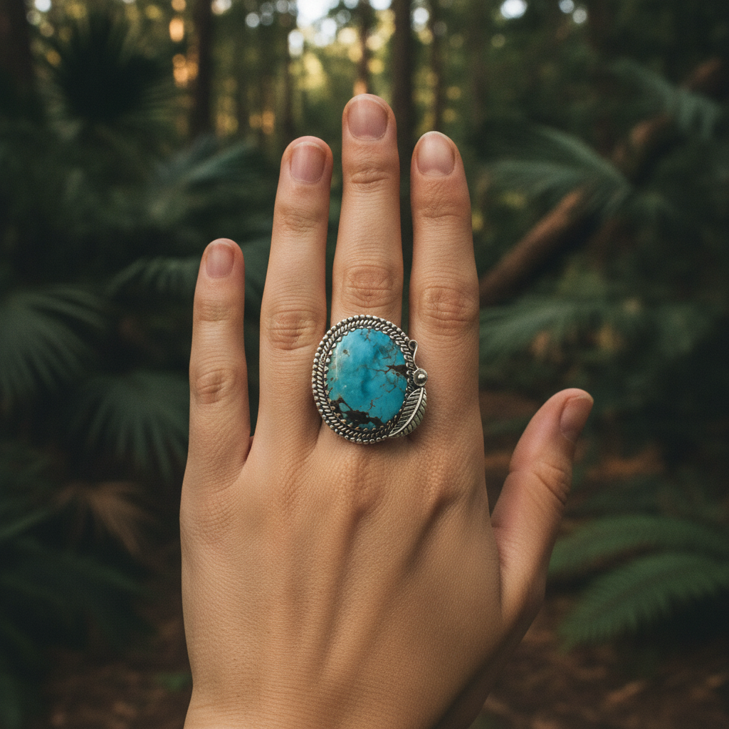 turquoise gemstone sterling silver ring