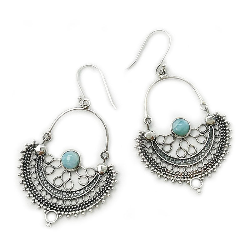 larimar silver gemstone earrings