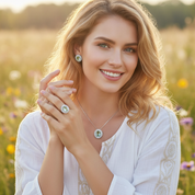 green amethyst cz sterlings silver ring, pendant, earrings gemstone set