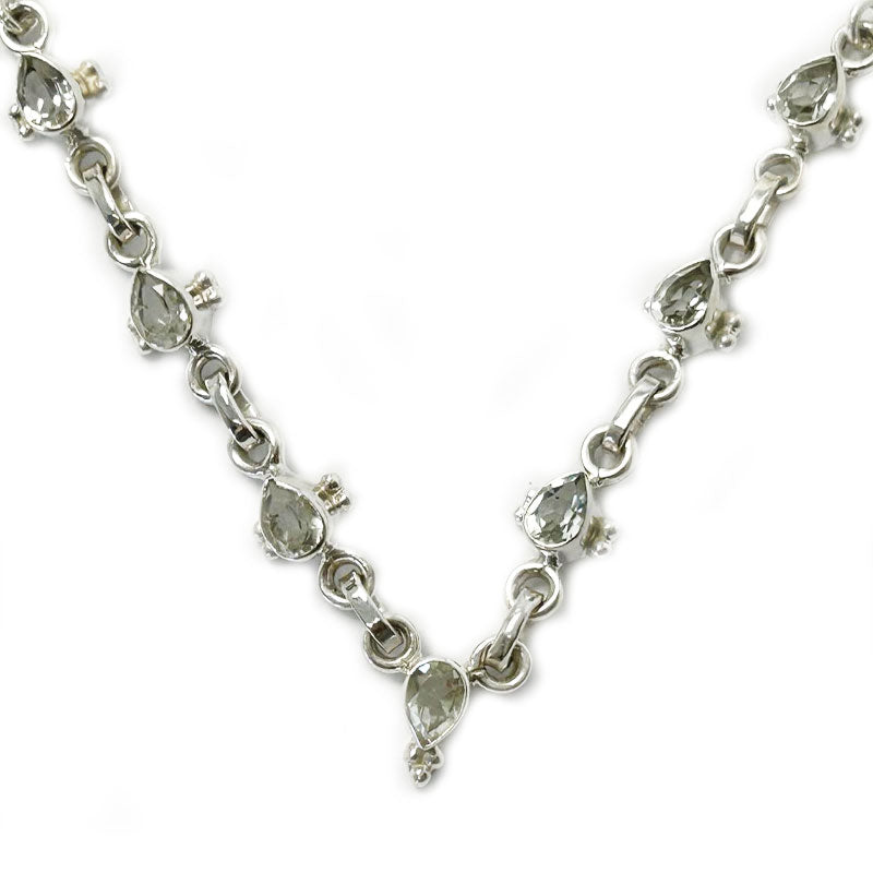 green amethyst silver gemstone necklace