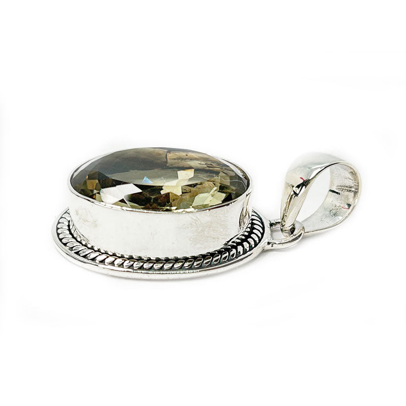 green amethyst silver gemstone pendant