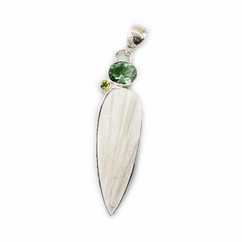 green amethyst peridot selenite sterling silver gemstone pendant