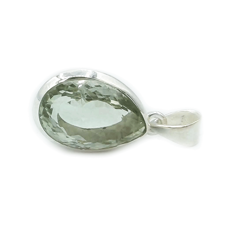 green amethyst teardrop sterling silver pendant