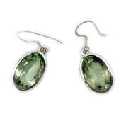 oval green amethyst sterling silver earrings