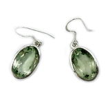 Eka Green Amethyst Oval Gemstone Earrings