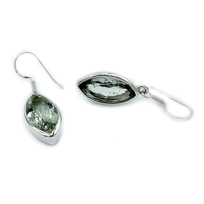 green amethyst sterling silver gemstone earrings