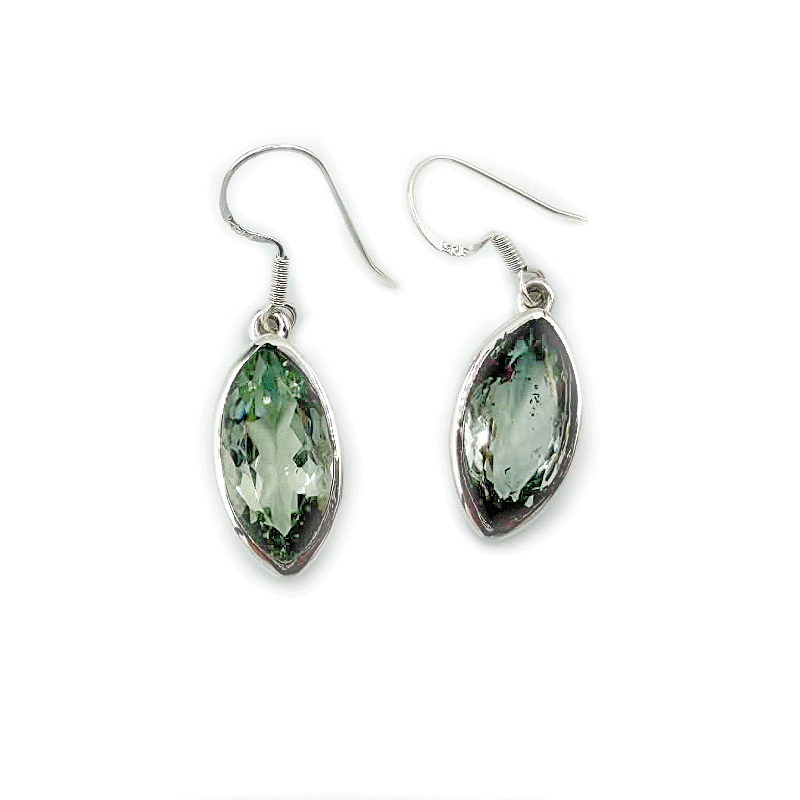 green amethyst sterling silver gemstone earrings
