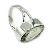 green amethyst oval silver gemstone ring