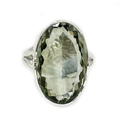 green amethyst oval silver gemstone ring