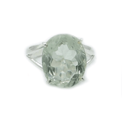 oval green amethyst sterling silver gemstone ring