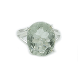 Green Amethyst Oval Claw Set Ring
