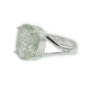 oval green amethyst sterling silver gemstone ring